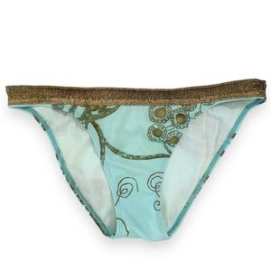 Sauvage California Swim Bikini Bottom Aqua & Bronze Sparkle size M